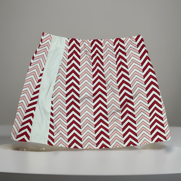 J.McLaughlin‎ Skort Chevron Print Pink Red White Golf Casual Active Medium - Picture 3 of 10